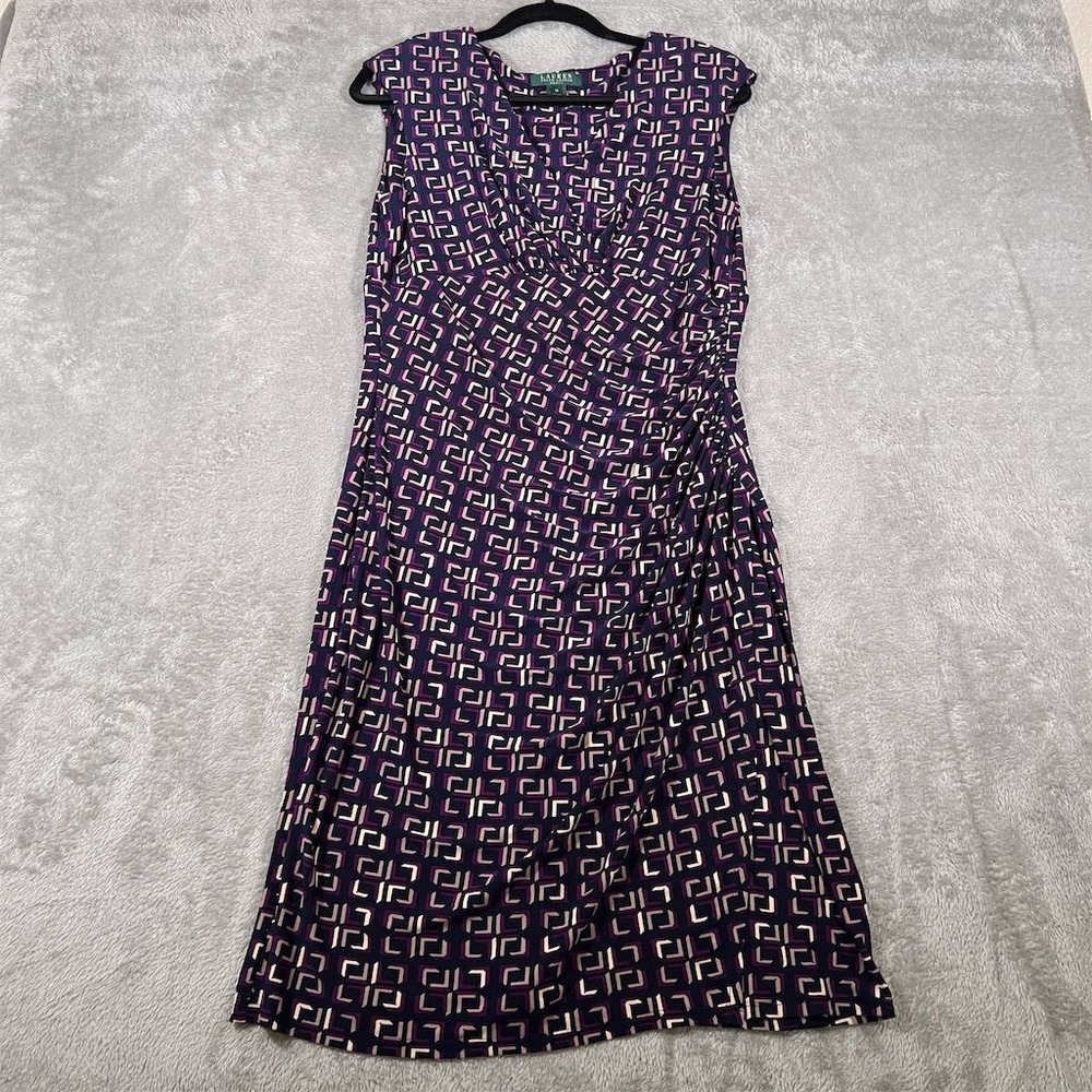 Lauren Ralph Lauren Women's Geometric Knee-Length Dress Size 12 Purple